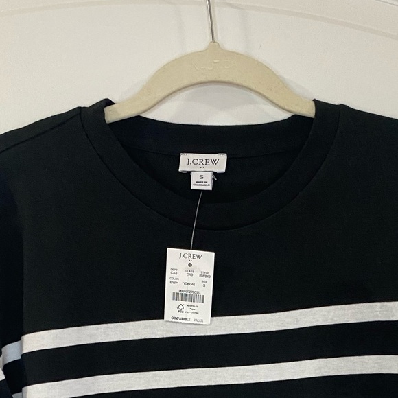 J. Crew Women’s 100% Cotton Striped tee Size S long sleeve curved hem casual - Picture 3 of 7